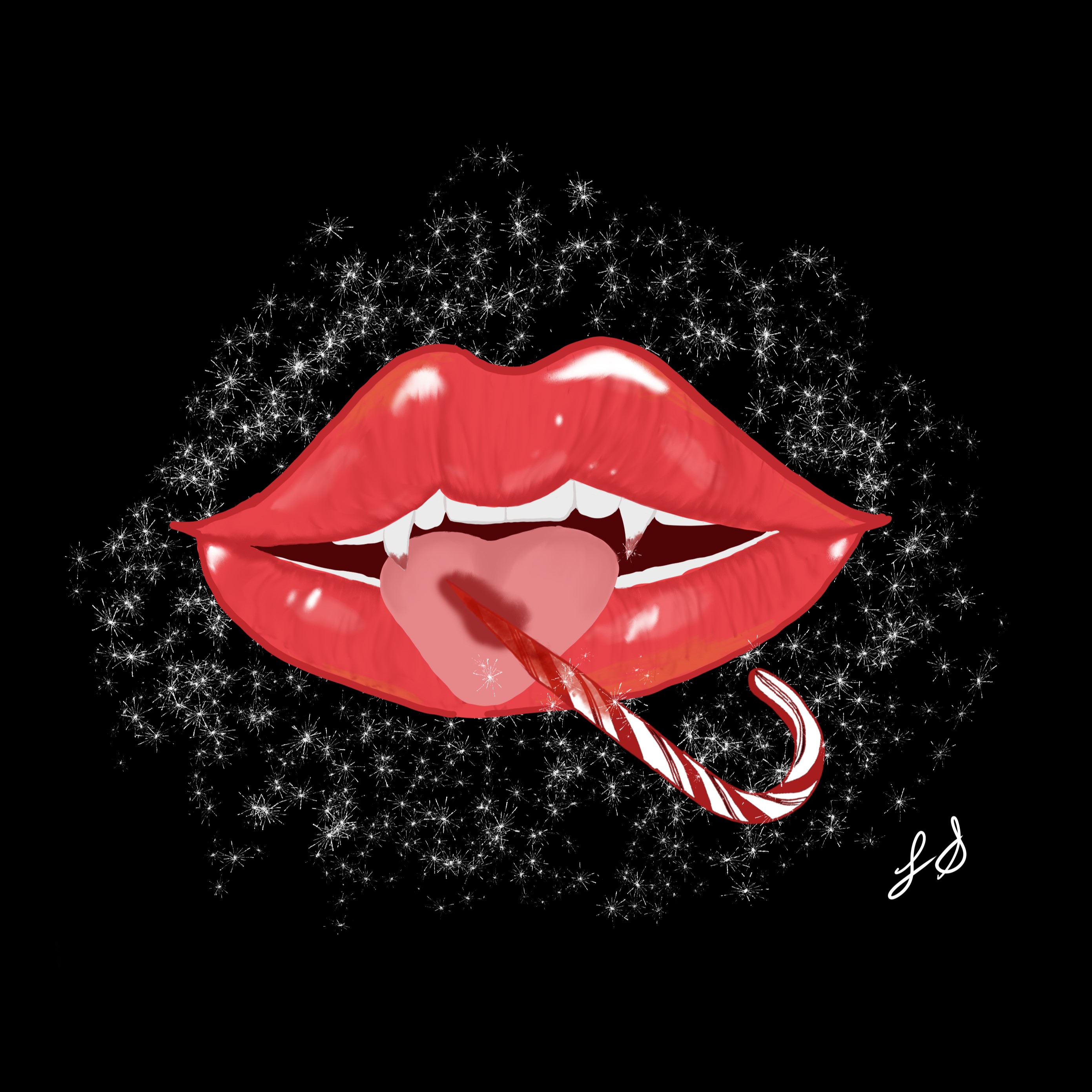 Snowy lips illustration